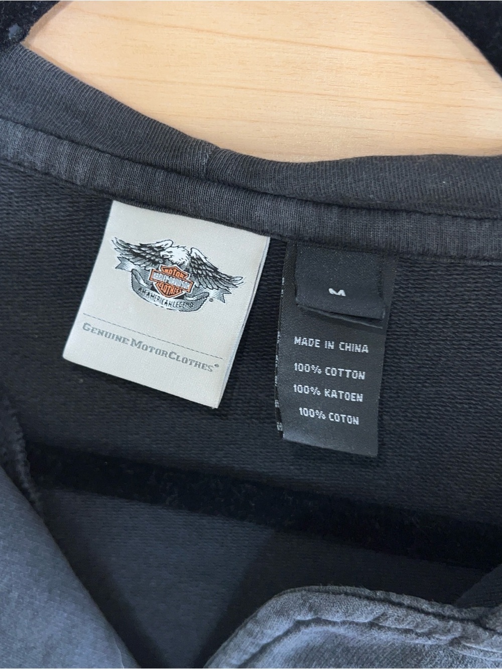 Harley-Davidson Black Hoodie with White Star Sleeve Accents - Picture 5 of 6